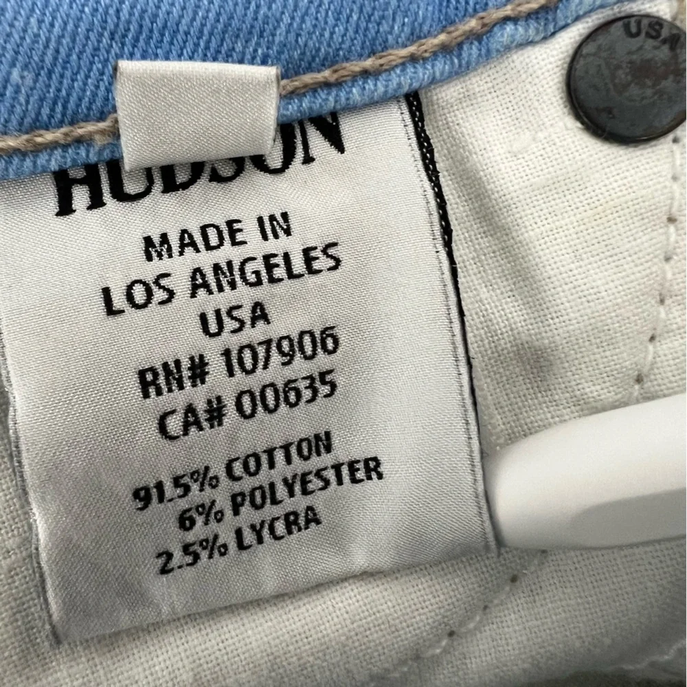 Hudson Micro Nico Super Skinny Jeans Light Wash With Tree Print‎ Sz 25